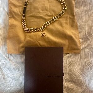 ESTATE SALE Louis Vuitton Gold and Leather Statement Necklace